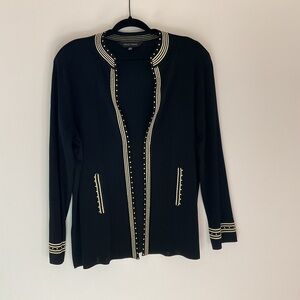 Ming Wang Black Cardigan with Gold Accents